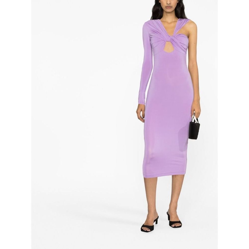 Nensi Dojaka Purple Ruched Midi Dress M $1695